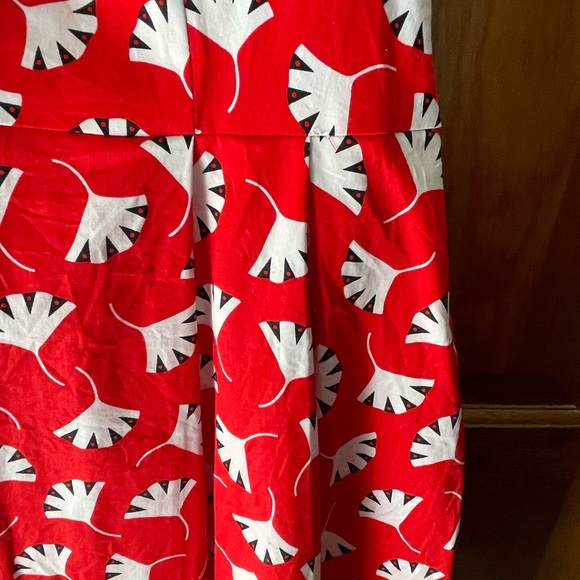 Ann Klein Red/Black Patterned Cocktail Dress / Size 16 - Picture 6 of 8